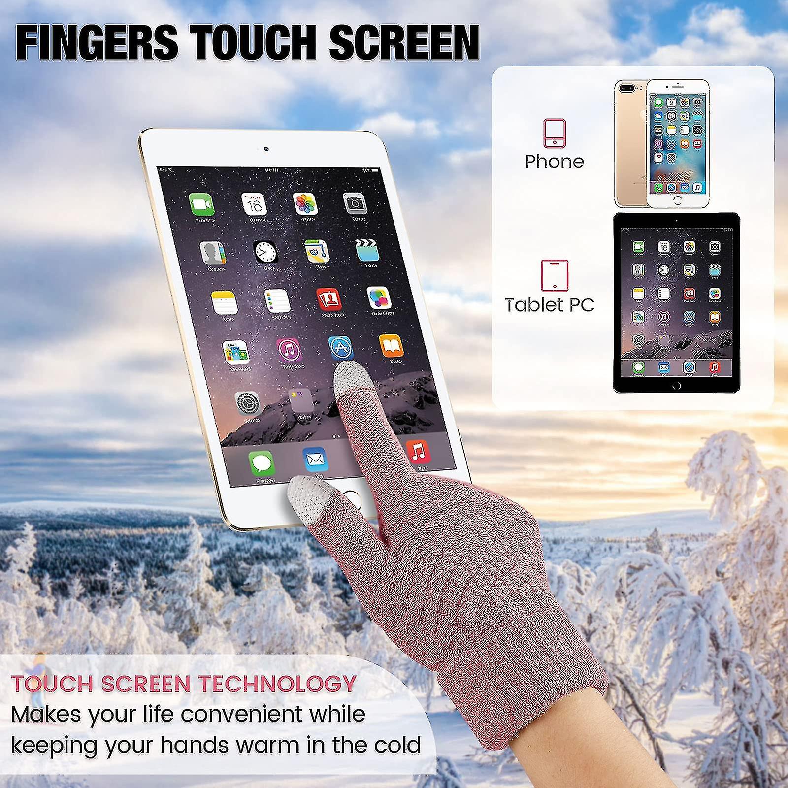 2 Pairs Of Winter Touch Screen Gloves Warm Wool Lining Knitted Gloves With Elastic Cuffs