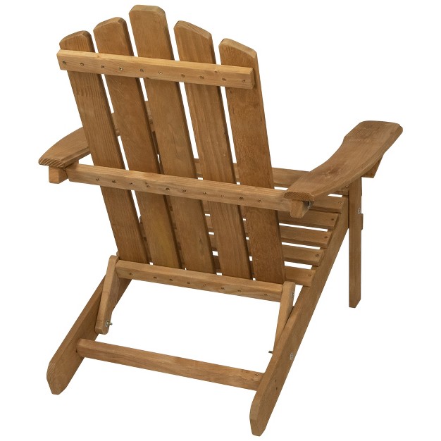 Natural Stained Classic Folding Wood Adirondack Chair