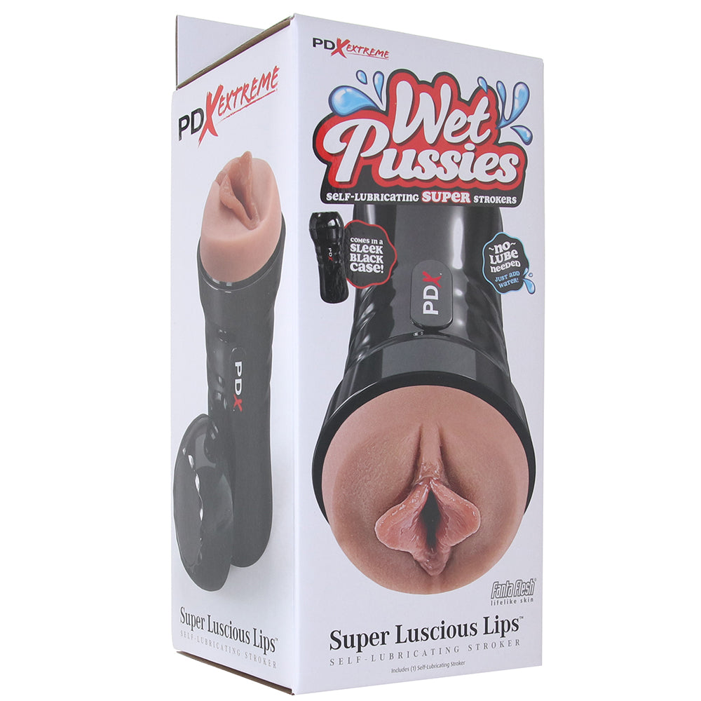 PDX Wet Pussies Super Luscious Lips Stroker in Brown