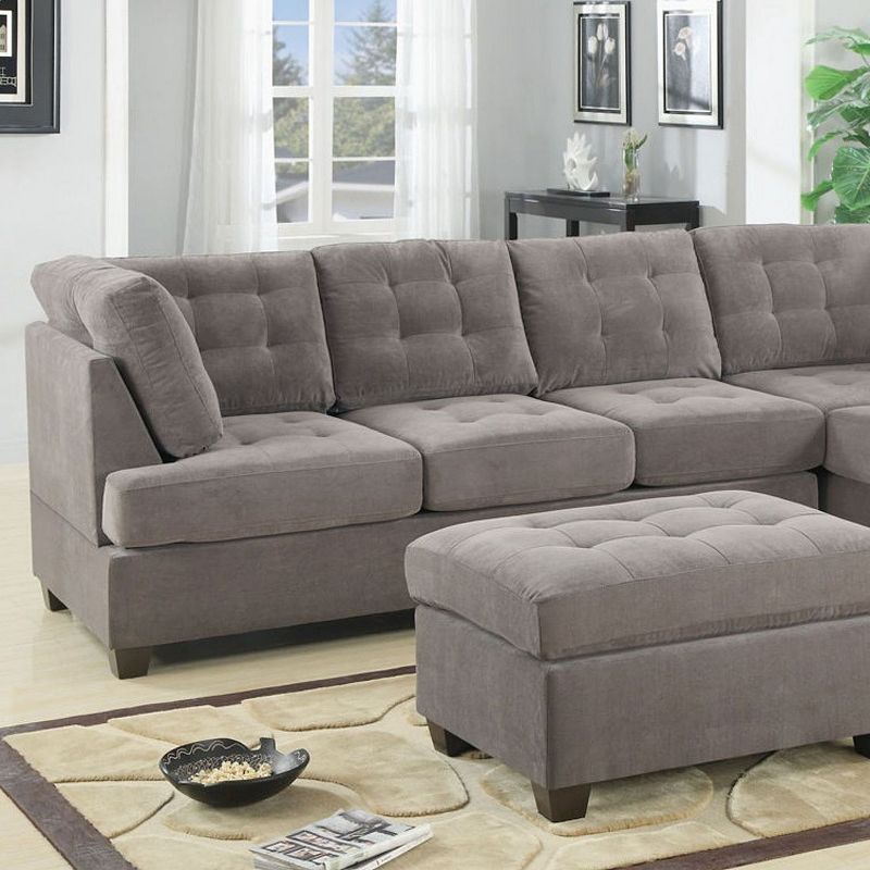 F.c Design Contemporary Sectional Sofa With Pillows Tufted Cushion Couch Waffle Suede Fabric