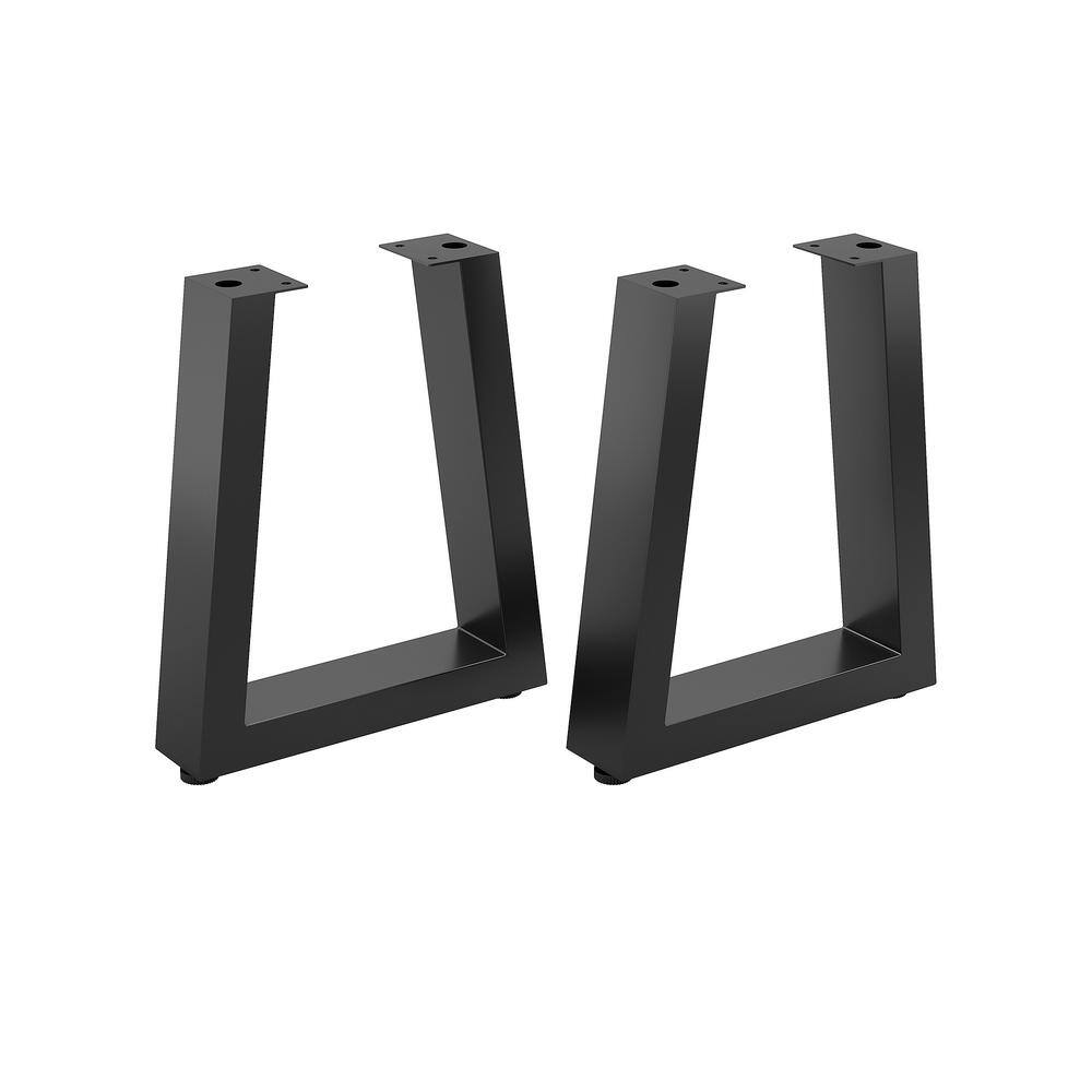 Richelieu Hardware 16 18 in. (410 mm) Matte Black Steel U-Shaped Bench Legs with Leveling Glide (2-Pack) 80404900