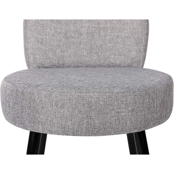 BirdRock Home Grey Linen Chair with Back - Small - Soft Compact Round Padded Seat - Living Room， Bedroom， Kids Room Chair