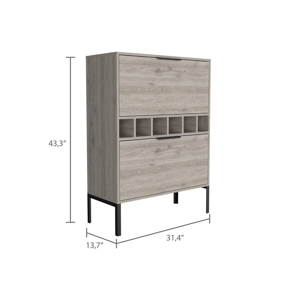 6 Bottle Rectangle Bar Cabinet Light Grey