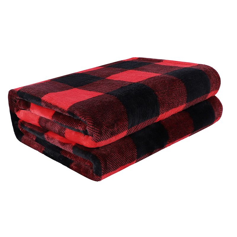 Plaid Buffalo Checkered Christmas Blanket Soft Plush Fleece for Sofa Couch Queen 90x90