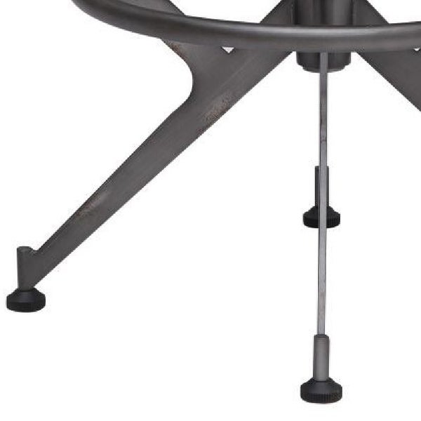 Ruth 19 Inch Adjustable Stool， Metal Axle Base， Cushioned Seat， Grey