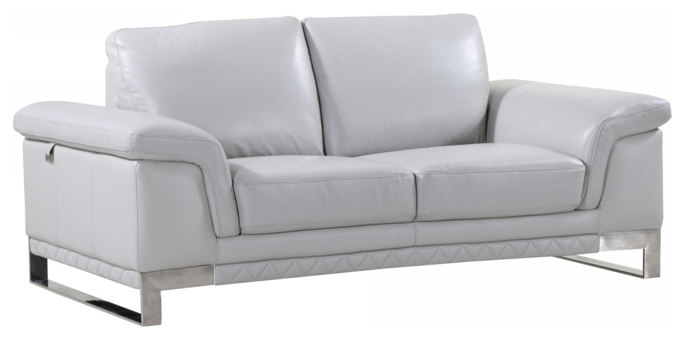 32 quotLovely Light Grey Leather Loveseat   Contemporary   Loveseats   by HomeRoots  Houzz