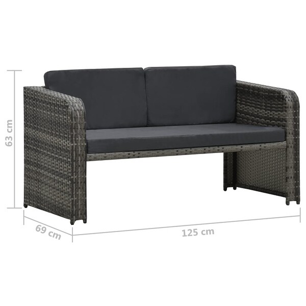 4 Piece Patio Lounge Set with Cushions Poly Rattan Anthracite