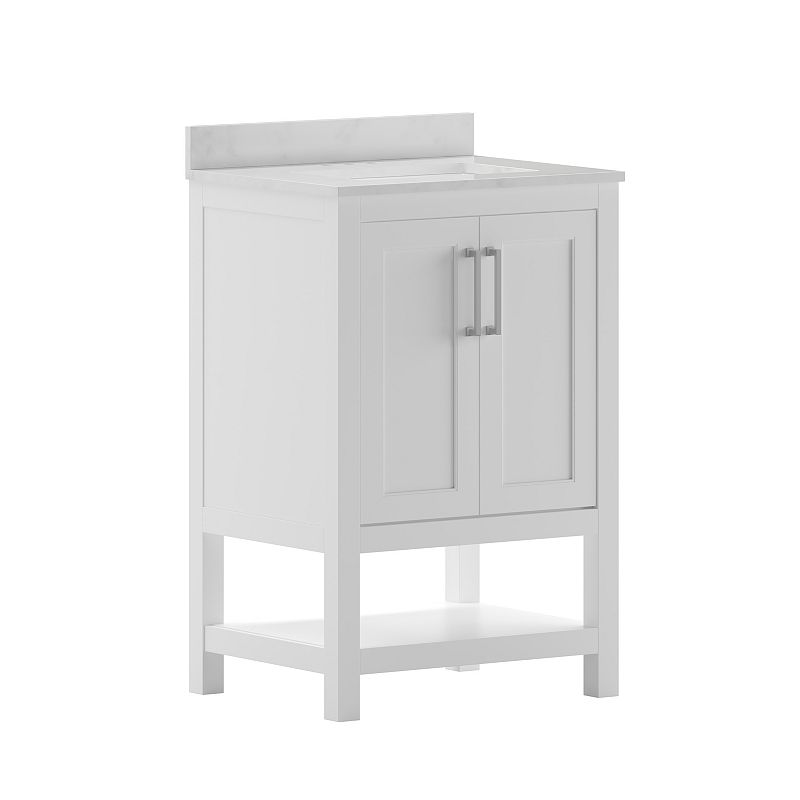 Emma and Oliver Vesta Bathroom Vanity with Undermount Sink and Open Storage Shelf