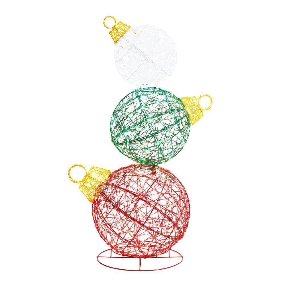 39.25 in. H Lighted Christmas 3D PVC Stacked Ornaments Outdoor Decor with 760 Green LED Lights 2039800007