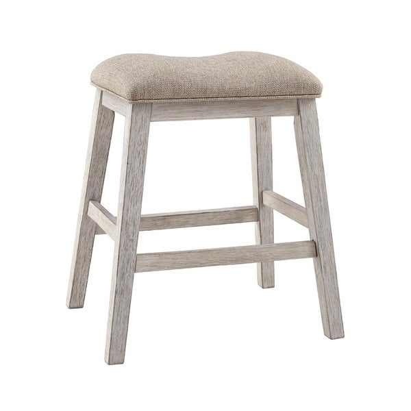 Signature Design by Ashley Mill Hill Grey and White Upholstered Counter Stool (Set of 2)