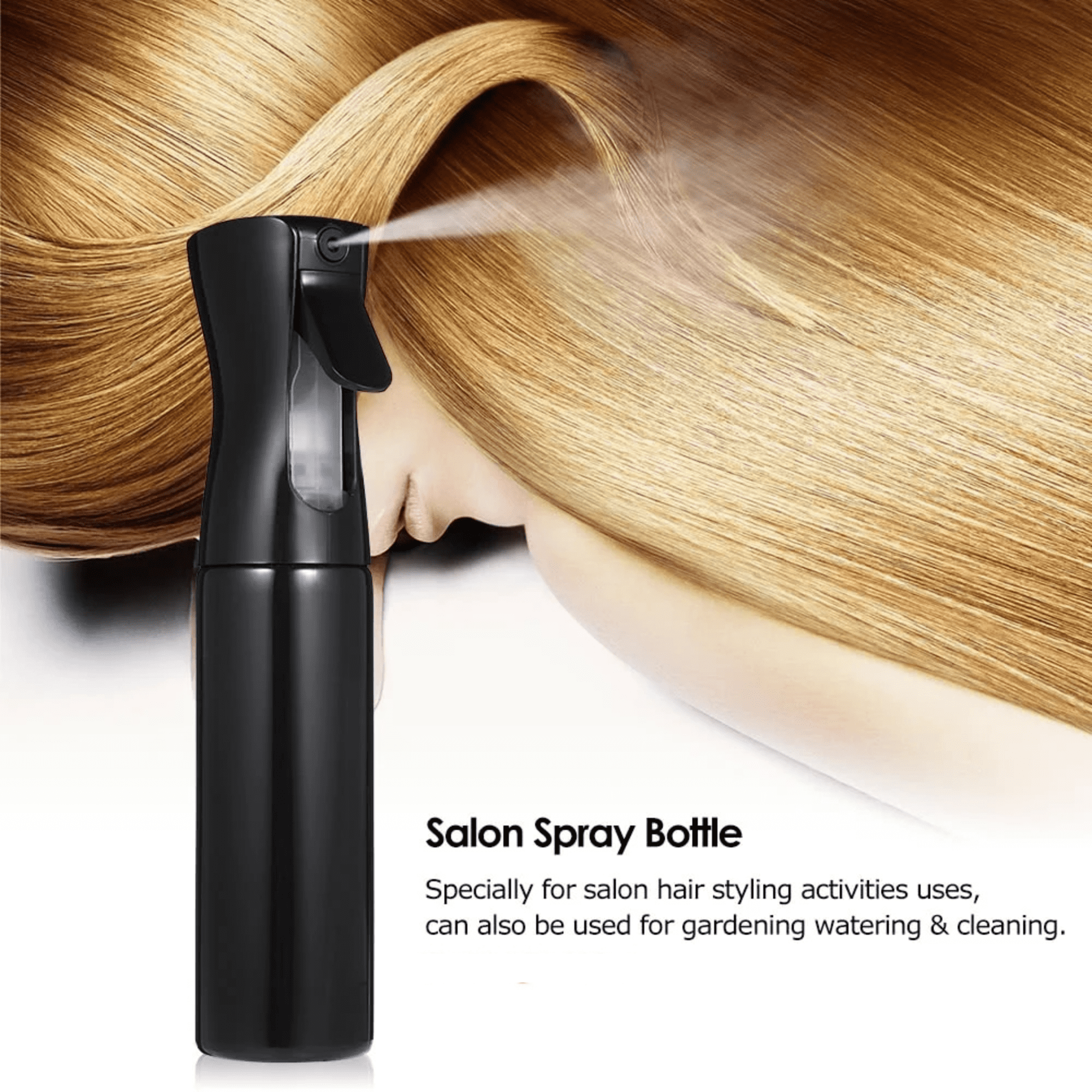 2 Pack Misting Spray Bottle， Black Spray Bottle for Hair Styling， Cleaning， Plants， Pets， Barbers， and Hairdressers  Mister Spray Bottle 6oz/200ml