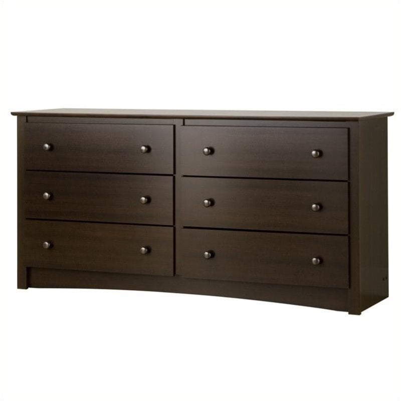 Pemberly Row Espresso 6 Drawer Dresser