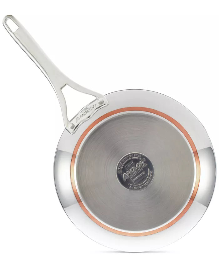 Anolon Nouvelle Copper Stainless Steel 12 French Skillet and Lid