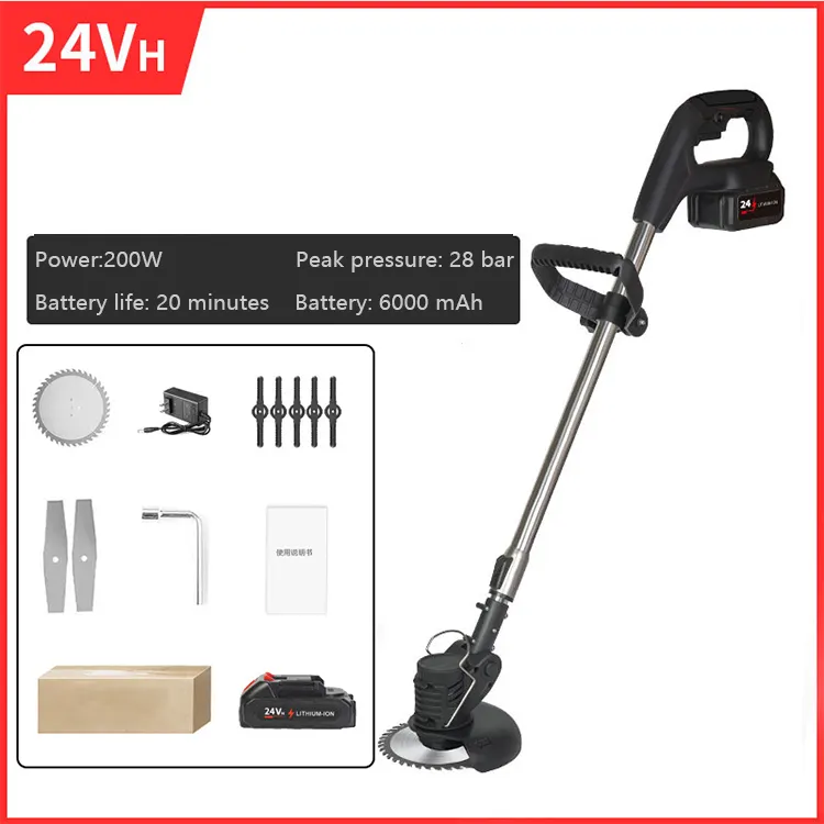 Home Portable High Power Rechargeable Lithium Battery Cordless Electric Grass Trimmer Garden Pruning Tools Lawn Mower