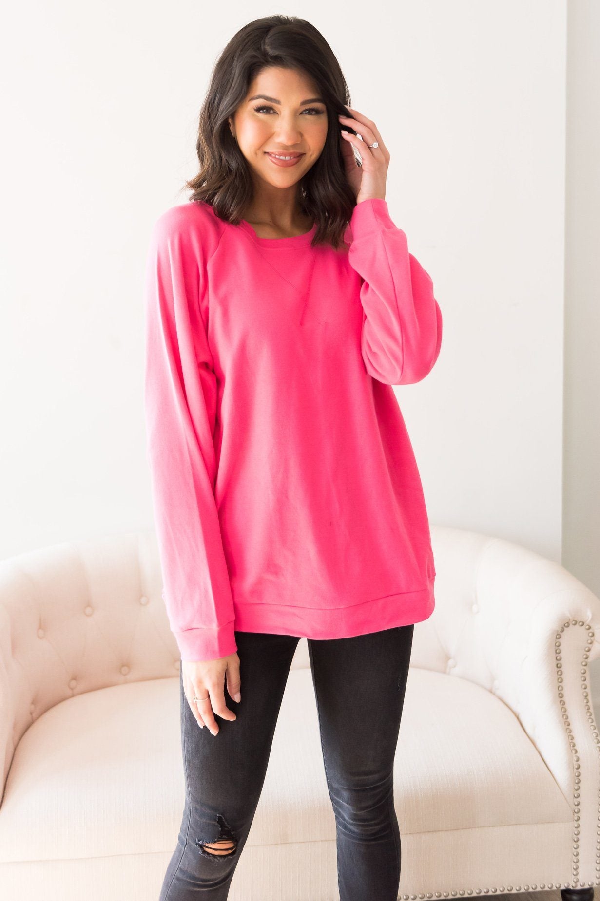 Casual Chilling Modest Crewneck