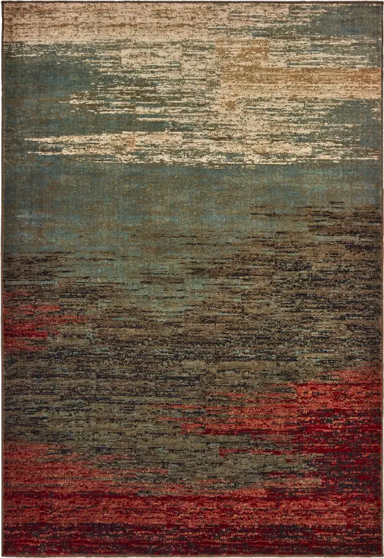 Laurel 5 x 7 Abstract Red， Blue， and Green Area Rug