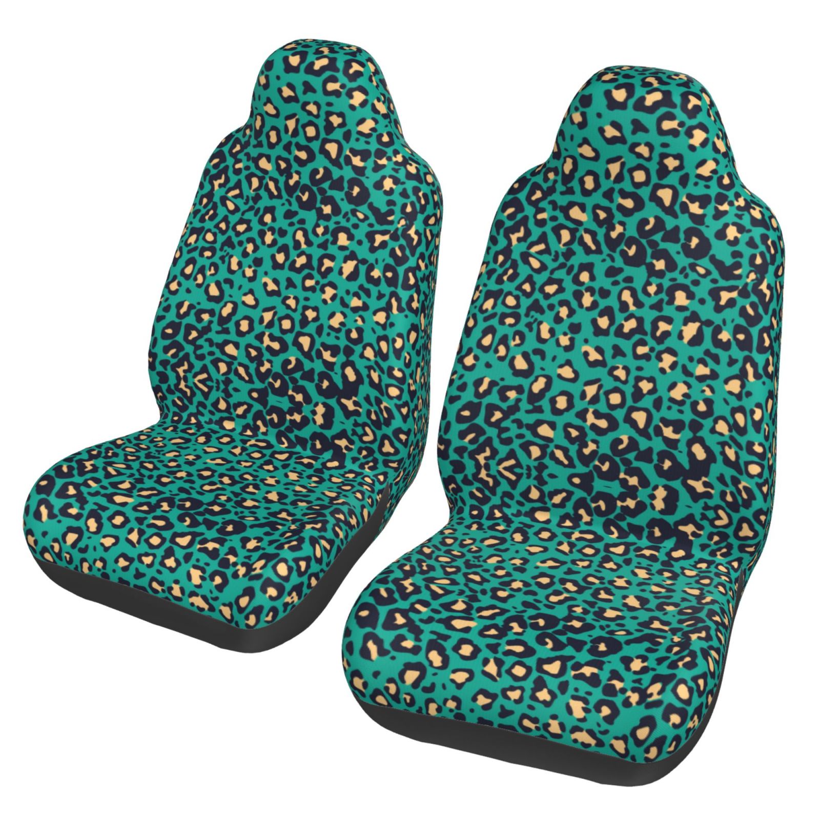 TEQUAN Front Seat Covers， Green Abstract Leopard Texture Pattern 2 Piece Car Seat Cover Fit Most Car SUV Truck Van