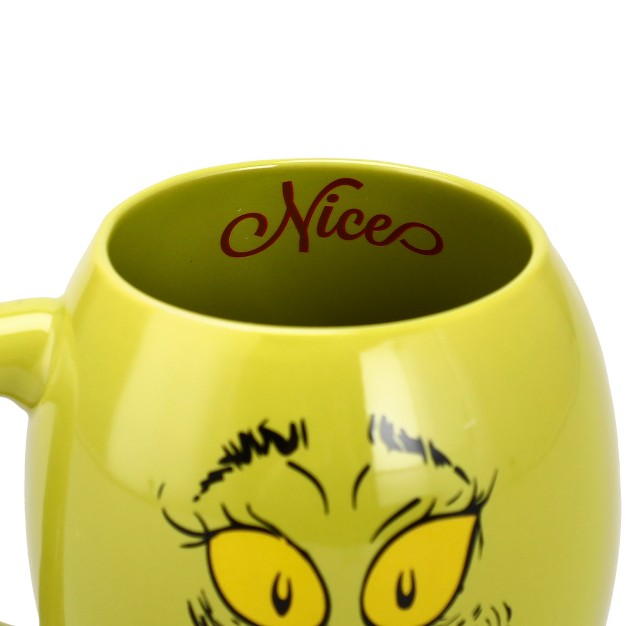 The Grinch Naughty And Nice 18 Oz Oval Sculpted Ceramic Mug