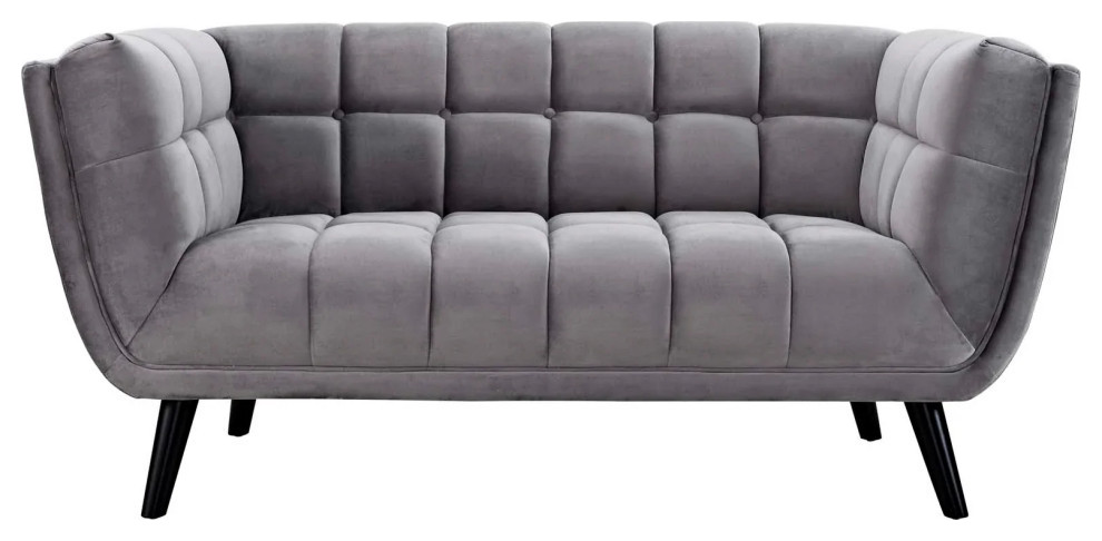 Stella Gray 2 Piece Performance Velvet Loveseat and Armchair Set   Midcentury   Living Room Furniture Sets   by V.S.D Furniture  Houzz