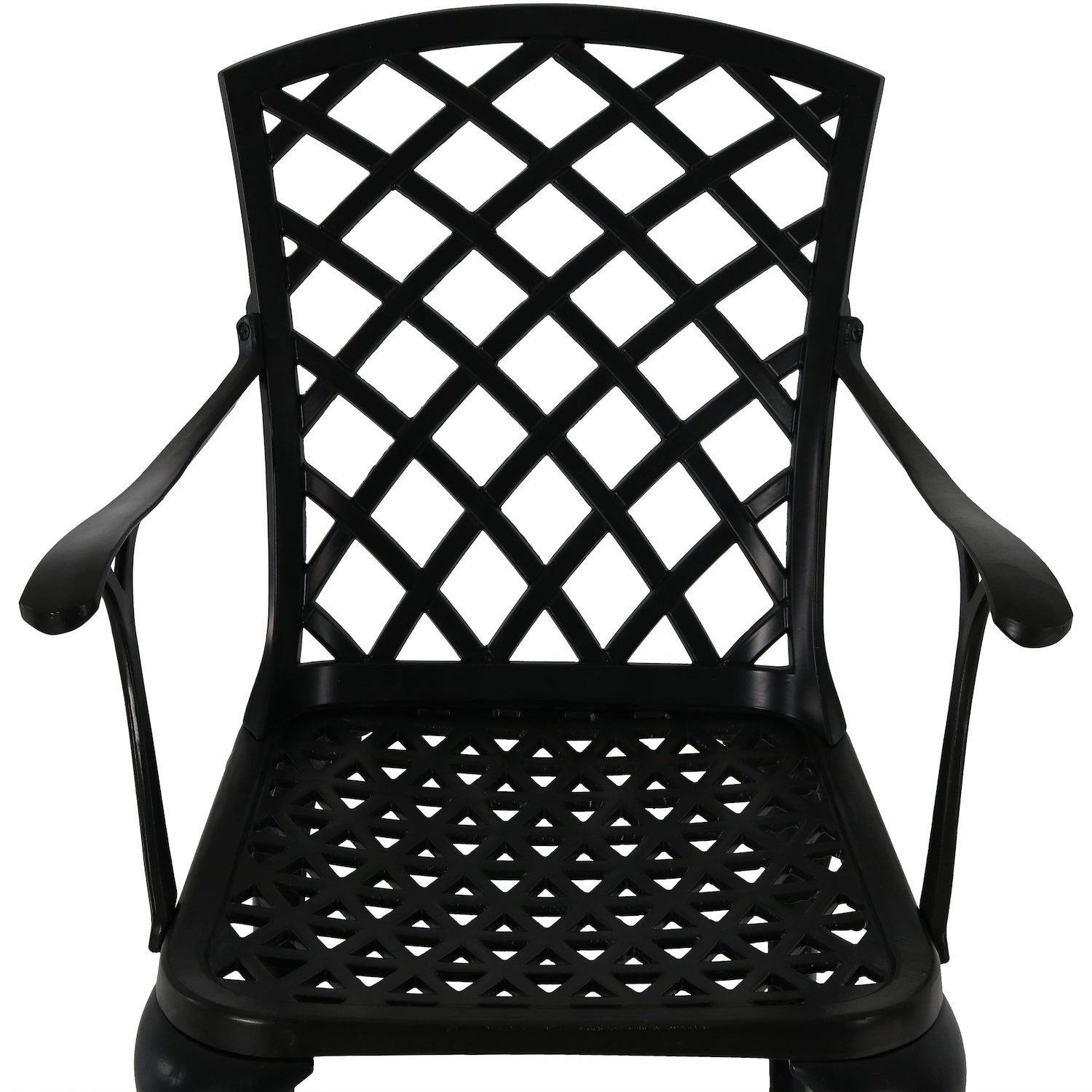 Sunnydaze Crossweave Design Cast Aluminum Patio Chair - Black - Set of 2