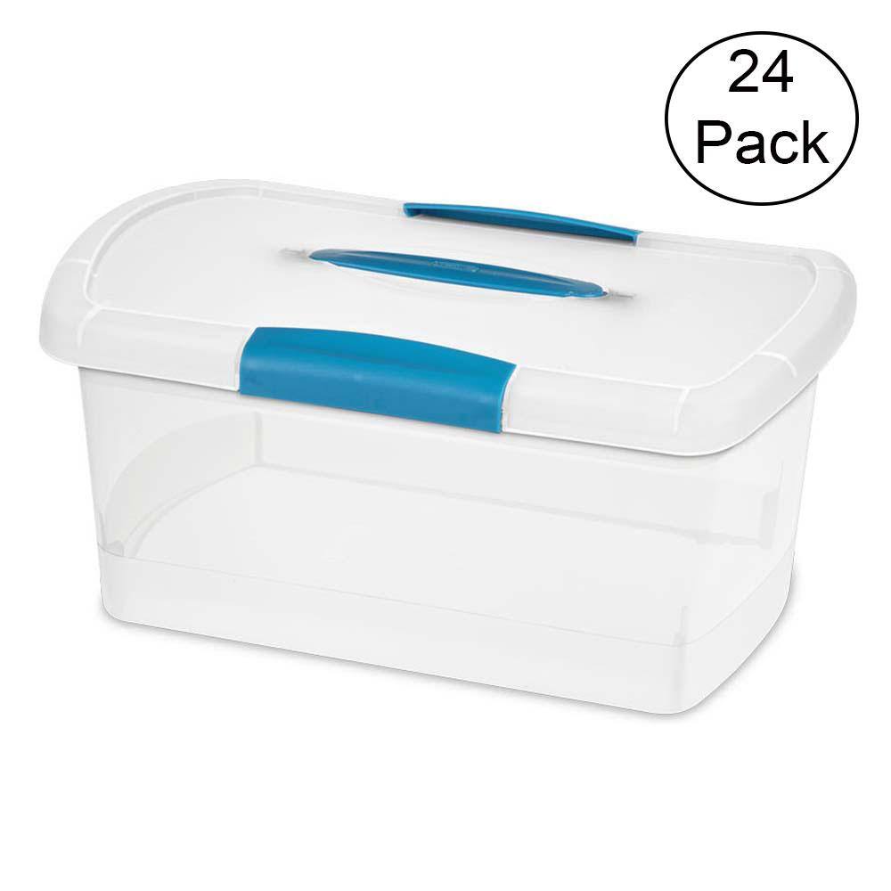 Sterilite 18748606 Medium Nesting ShowOffs 8 Qt. Clear File Box w Latches (24 Pack) 24 x 18748606