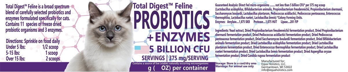 Equa Holistics Total Digest Probiotics and Enzymes Cat Supplement