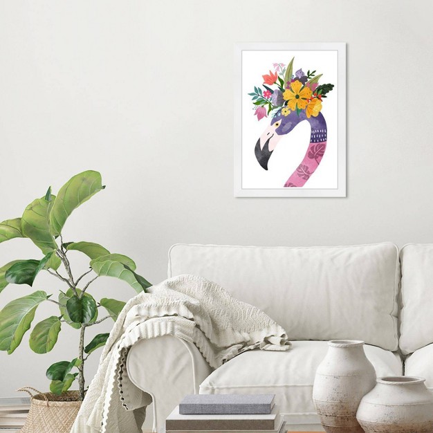 X 21 quot Floral Flamingo Animals Framed Wall Art Print Purple Wynwood Studio