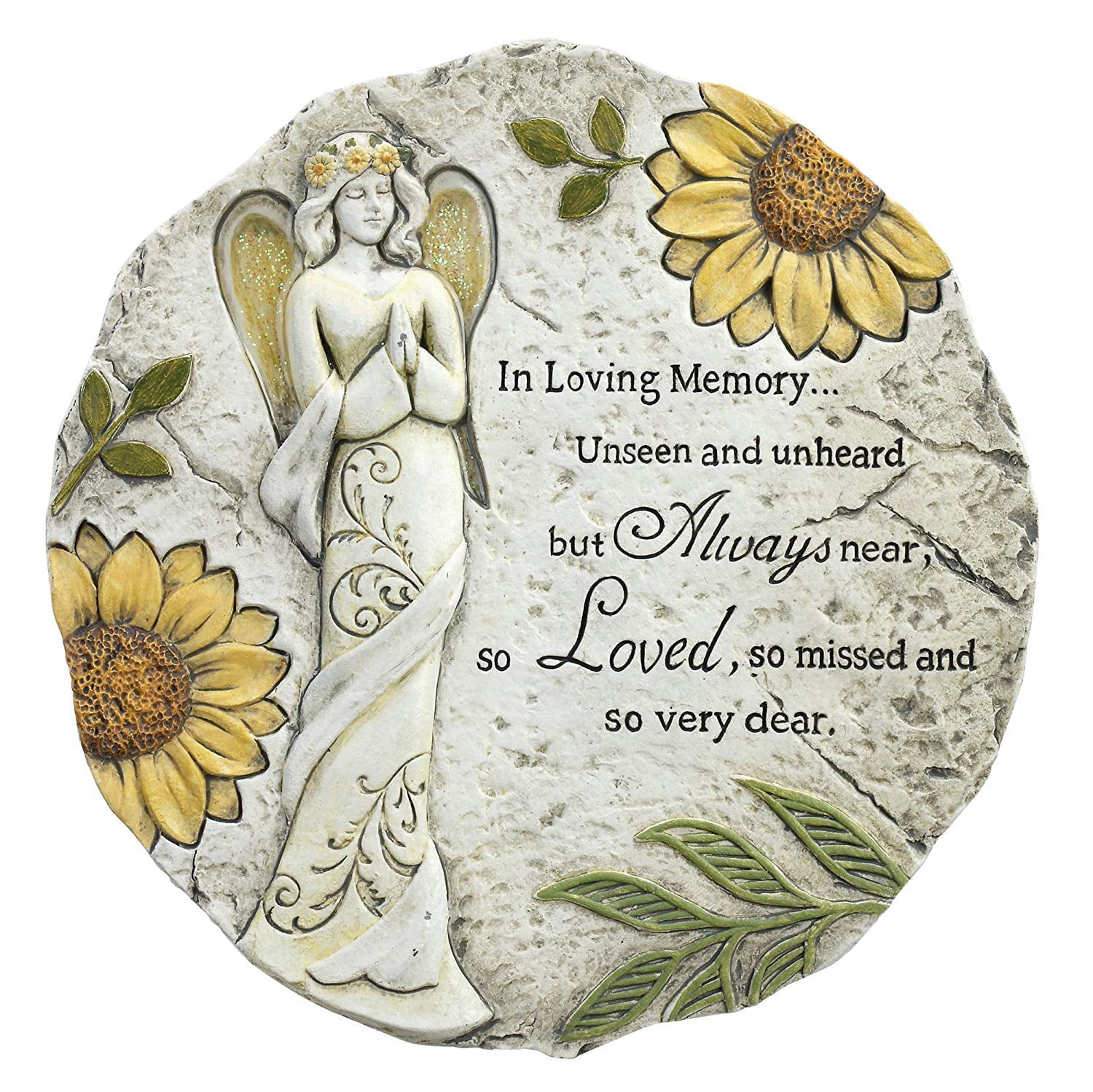 In Loving Memory Floral Angel 11 x 11 Inch Resin Bereavement Stepping Stone