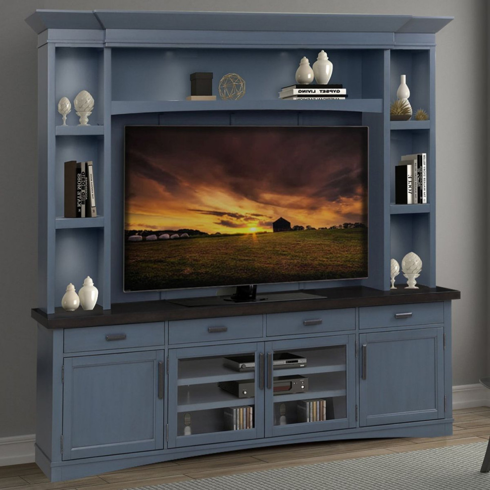 Parker House Americana Modern 4 Piece92 quotTV Entertainment Center Denim   Transitional   Entertainment Centers And Tv Stands   by Unlimited Furniture Group  Houzz