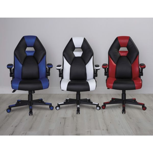 RS Gaming RGX Faux Leather High-Back Gaming Chair， Black/Red， BIFMA Certified