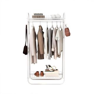 White Garment Rack Freestanding Hanger Double Rods Multi-functional Bedroom Clothing Rack LJ322GR-W