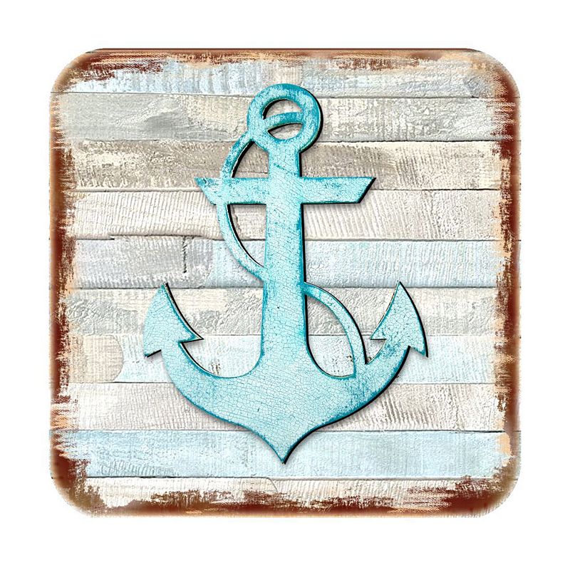 Anchor Coastal Wooden Cork Coasters Gift Set of 4 by Nature Wonders