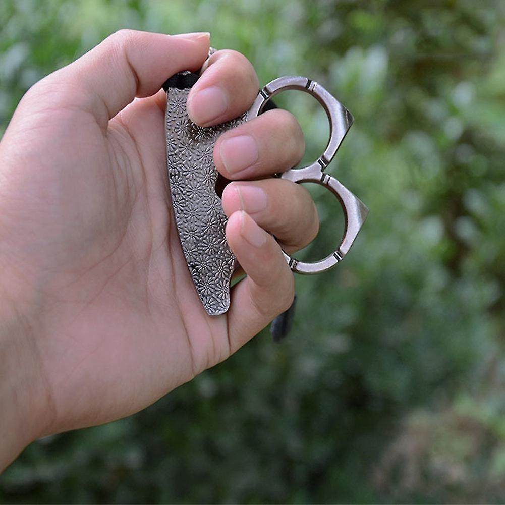 2pcs Zinc Alloy Silver Simple Construction Double Fingers Defensive Ring Weapon Outdoor Sports Gift Tool Camping Carrying