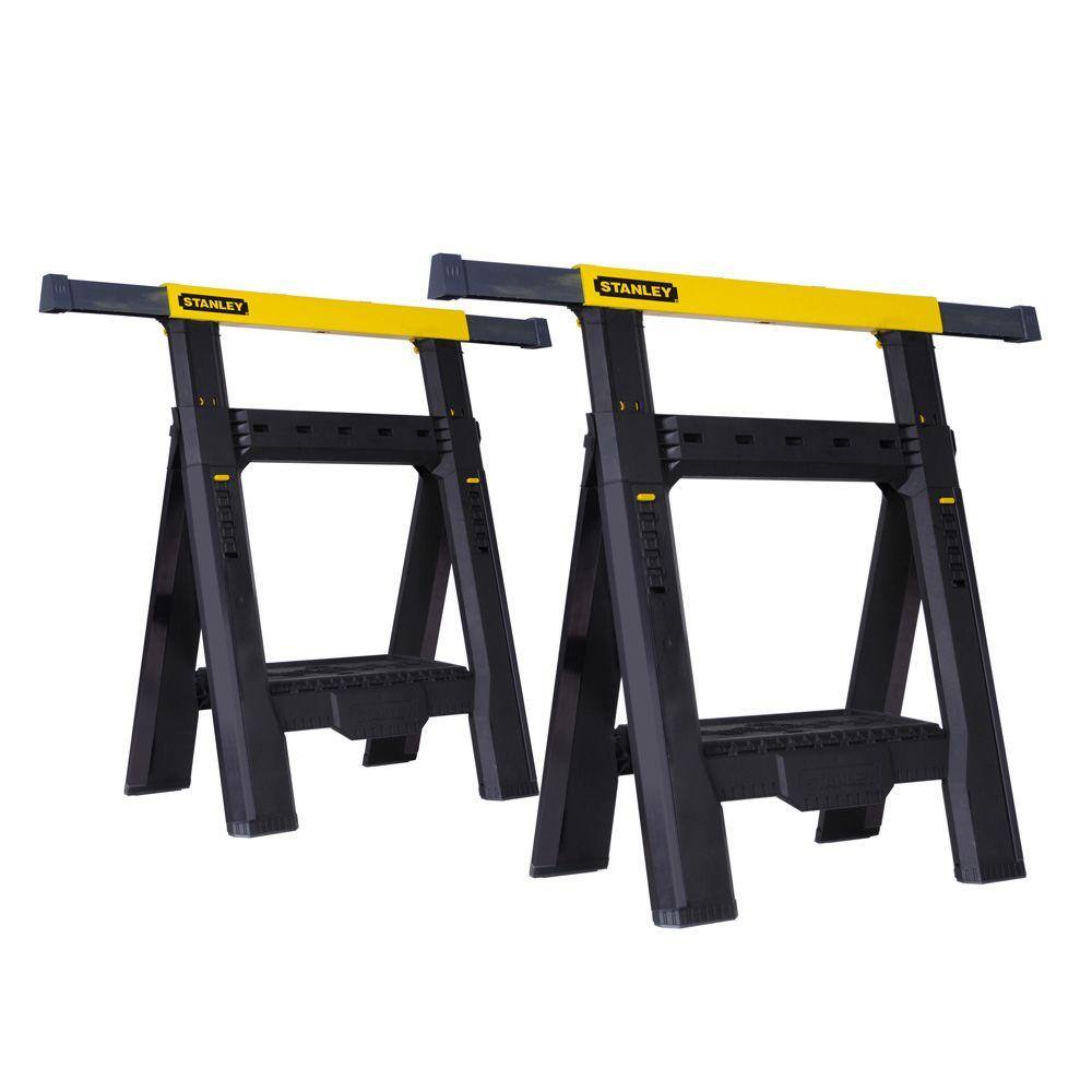 Stanley 32 in. H Plastic 2-Way Adjustable Folding Sawhorse (2 Pack) STST60626