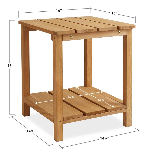 Casafield Adirondack Side Table Cedar Wood Outdoor End Table With Shelf For Patio Deck Lawn And Garden