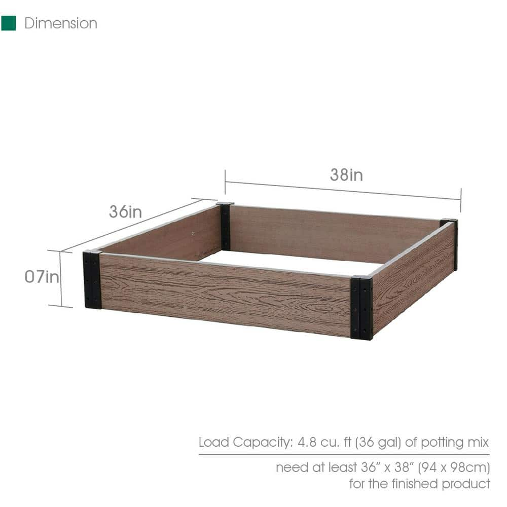 EverBloom 36 in. L x 38 in. W x 7 in. H Essential Composite Raised Garden Bed R073638