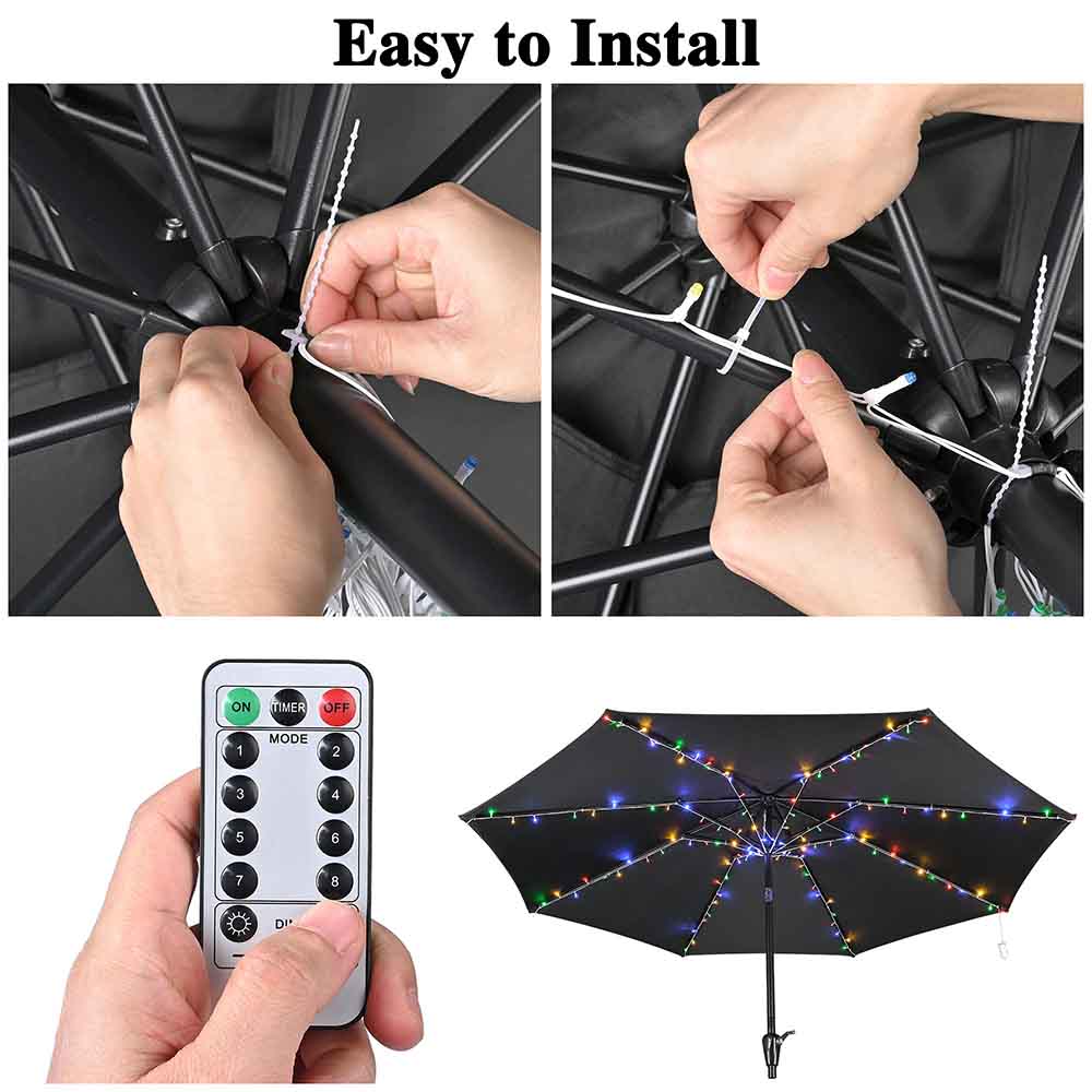 Yescom 9ft/10ft 8 ribs Umbrella Mini LED String Light Outdoor