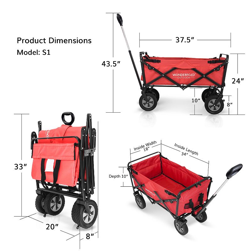 WonderFold S-Series Utility Folding Wagon with Self Stand