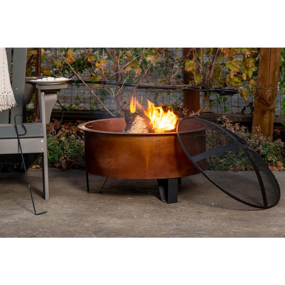 Sterling Oaks Tripoli 26 in. Diam Wood Burning Fire Pit with lid and poker 52120