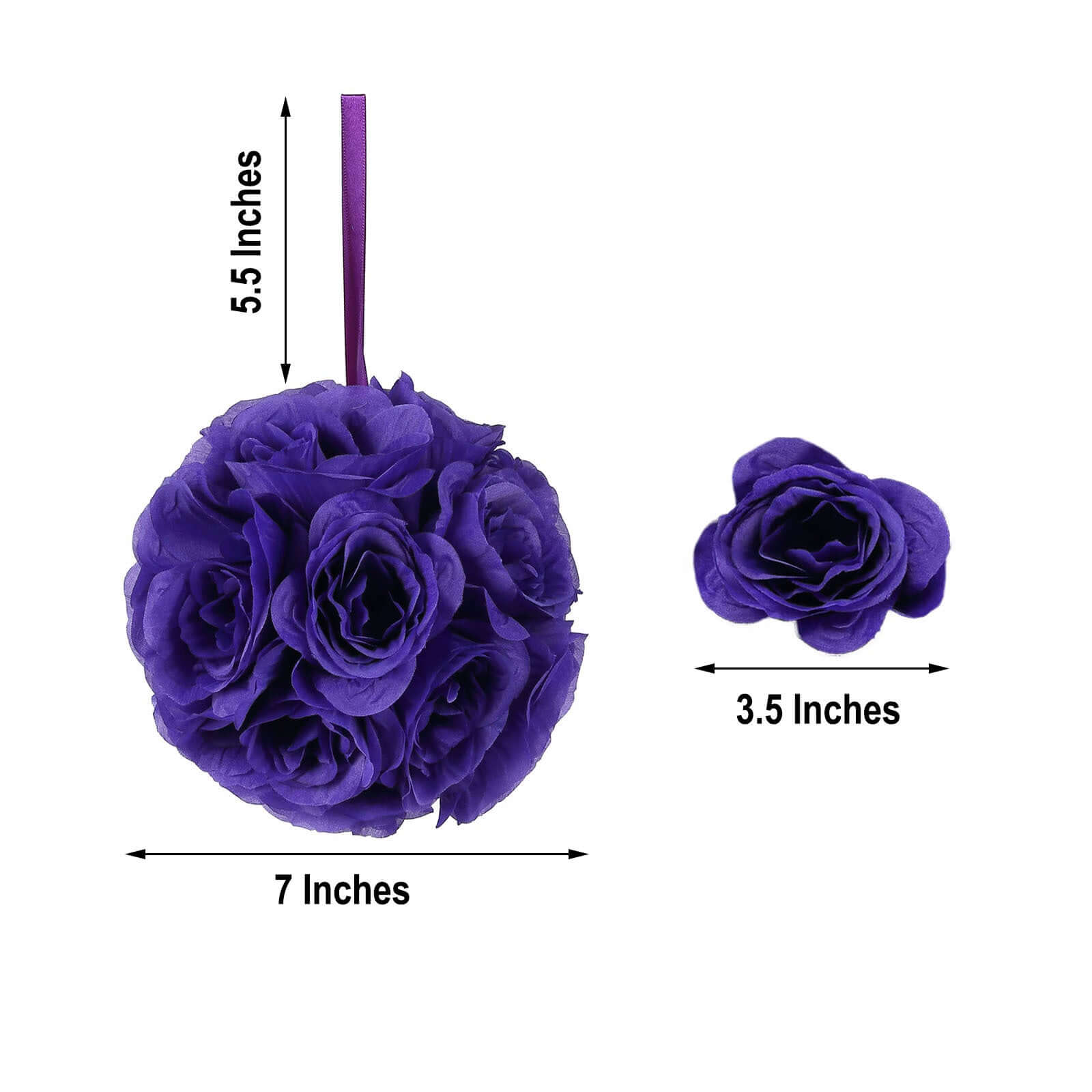 2 Pack Purple Artificial Silk Rose Kissing Ball, Faux Flower Ball 7