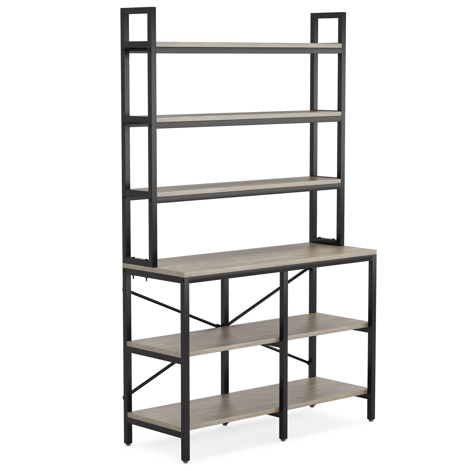 6-Tier Bookshelf, Industrial Etagere Bookcase Storage Rack