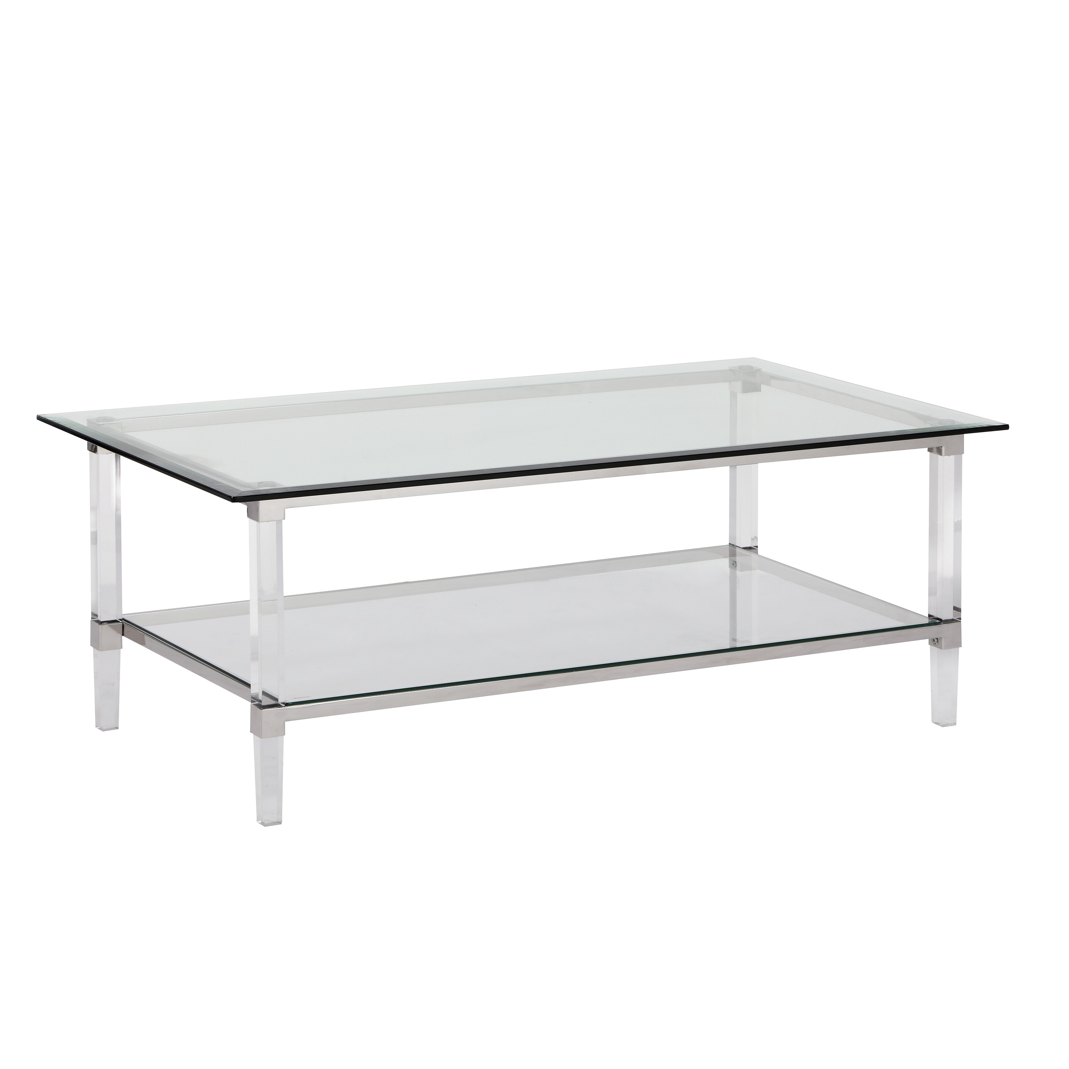 Best Quality Furniture Coffee， End， and Console Tables with Clear Glass Top and Acrylic Legs