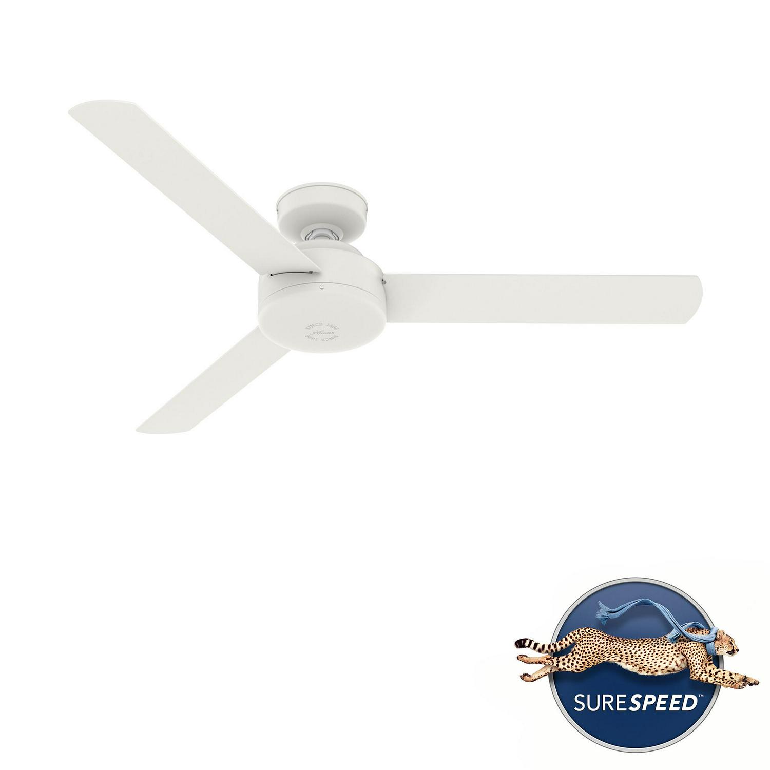 Hunter 52 inch Presto Matte White Modern Ceiling Fan and Wall Control