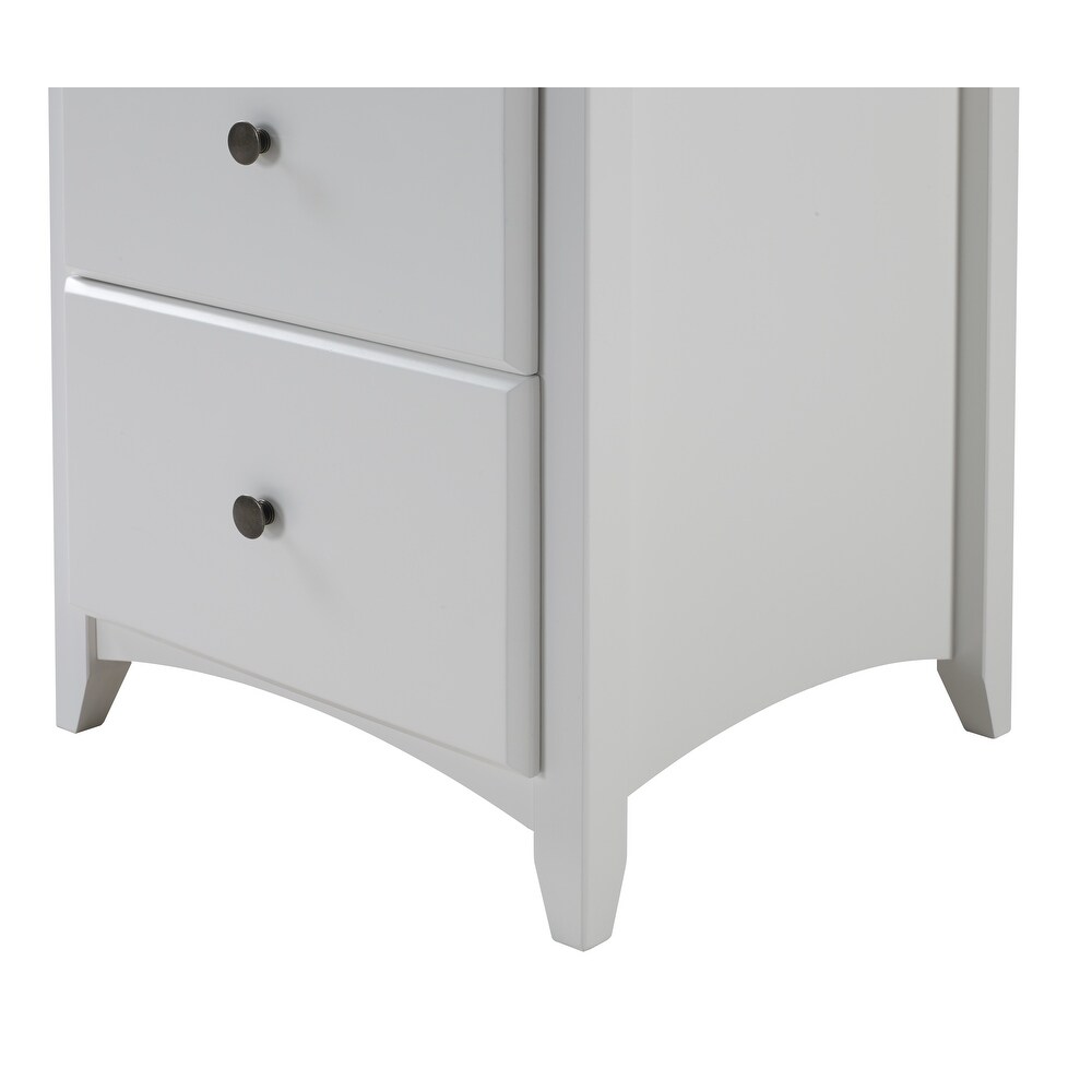 Shaker Style 2 Drawer Night Stand   White Finish