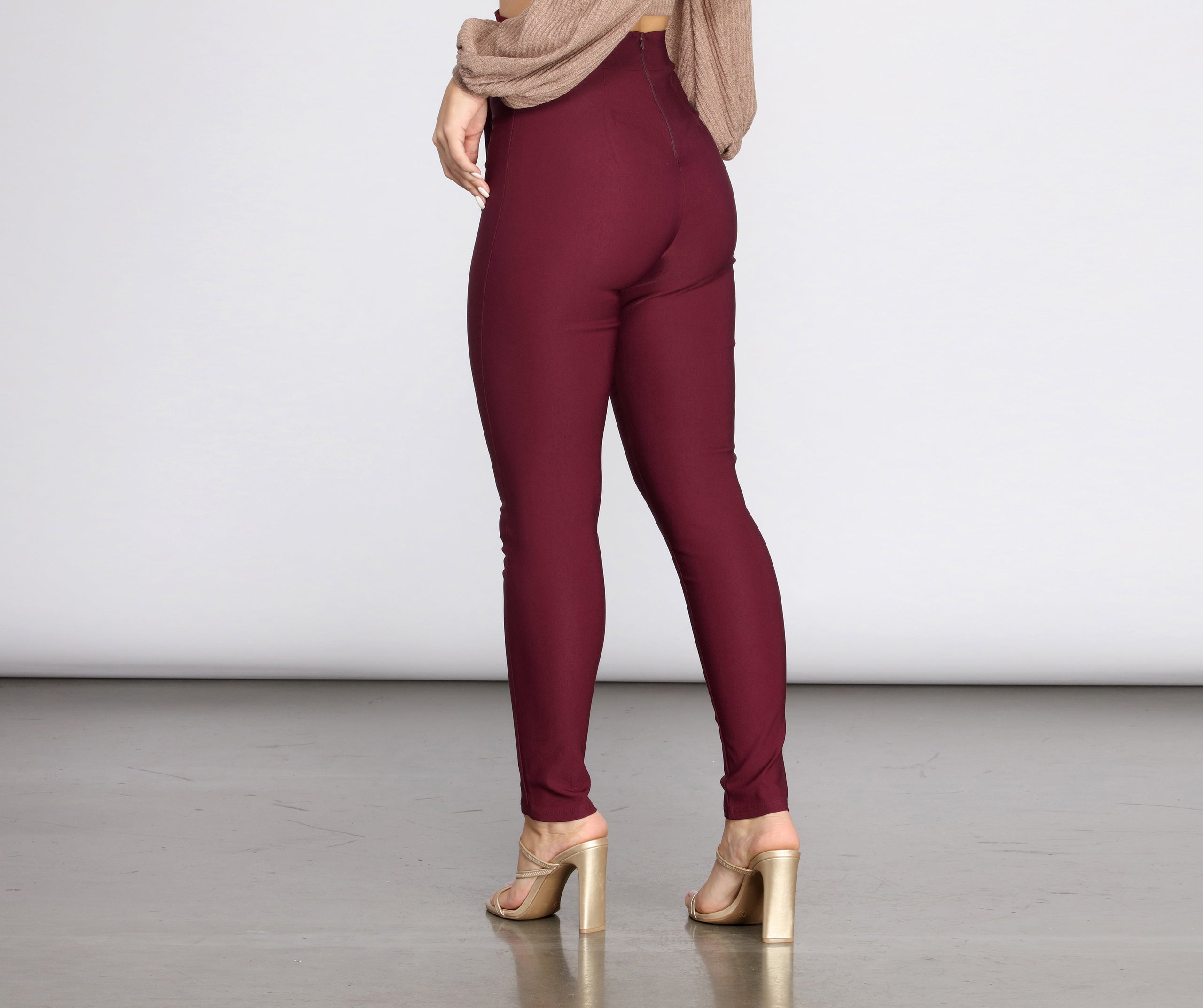 High Rise Tie Waist Skinny Pants