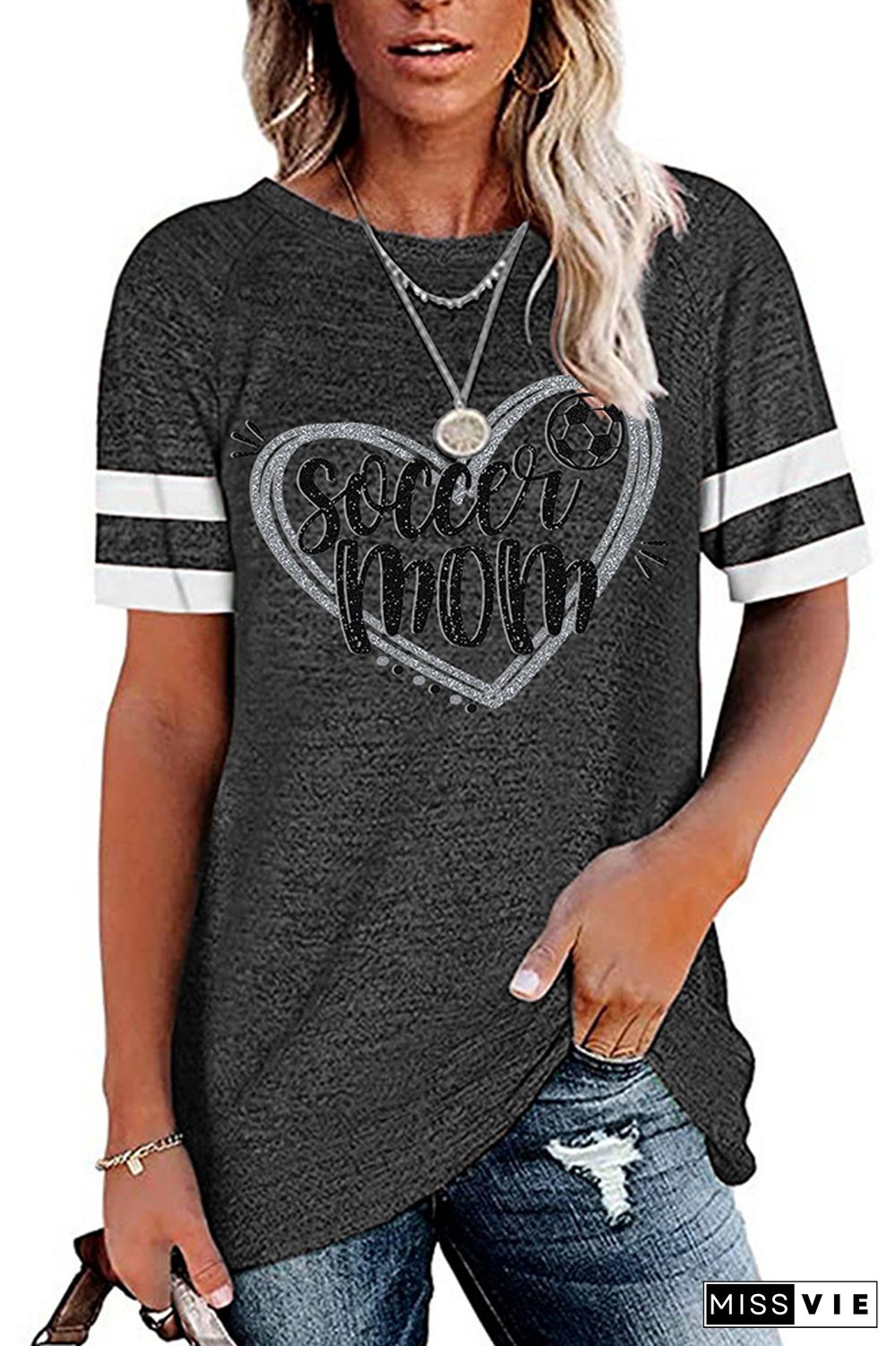 Soccer Mom Print Graphic Tees for Women Wholesale Short Sleeve T shirts Top