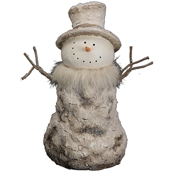 AandB Home Terracotta Glittered Snowman with Faux Fur