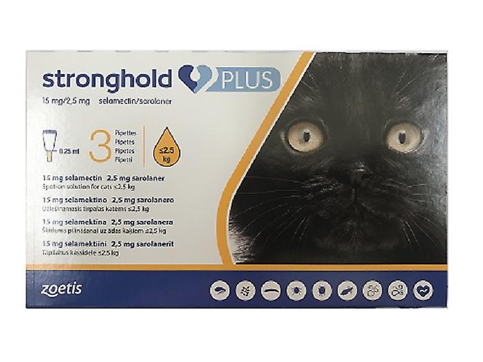 Stronghold Plus 15 Mg/2.5 Mg Spot-on Solution For Small Cats Up To 2.5kg   (5.5lbs) 3 Pack