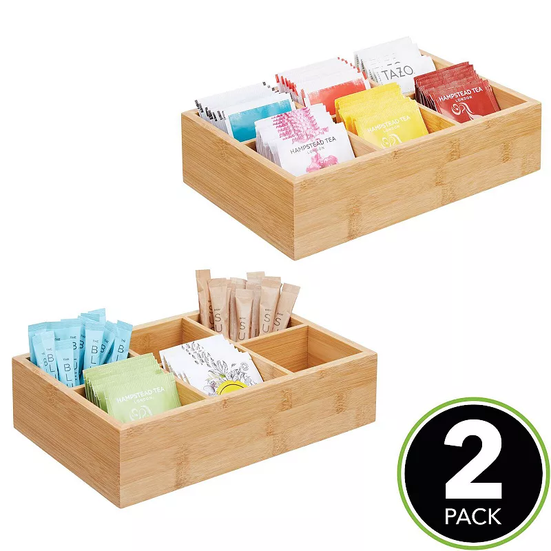 mDesign Wood Tea and Food Organizer Bin - Natural