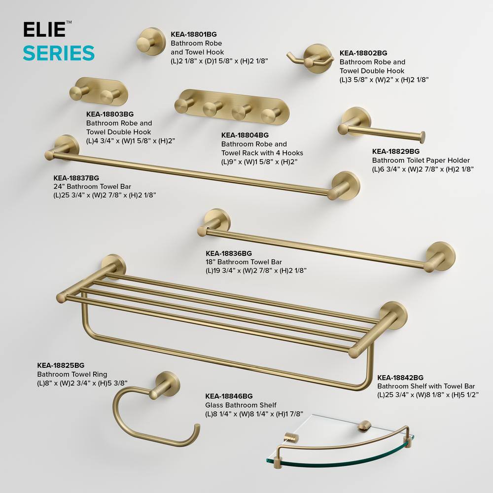 KRAUS Elie Bathroom Robe and Towel Double Hook in Brushed Gold KEA-18802BG